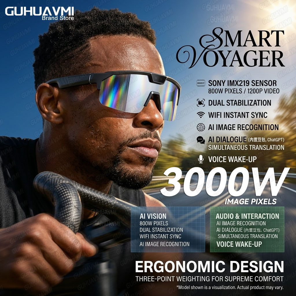 Audio Music To Video - Okulary fotochromowe Smart Glasses z kamerą