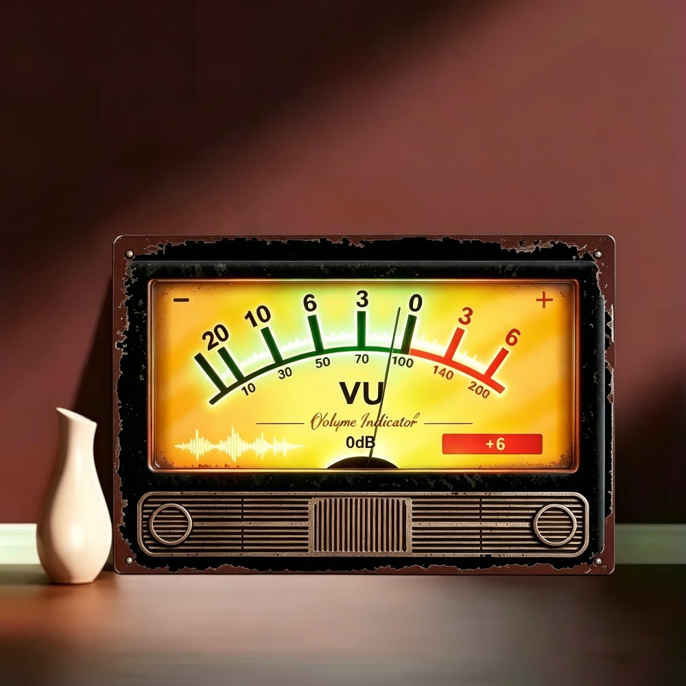 Audio Music Logo - Retro wskaźnik głośności VU z metalowym