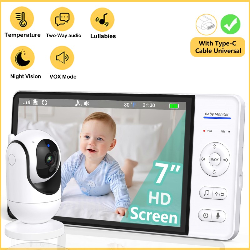 Audio Music To Video - Niemasz WiFi 7-calowy Niania Elektroniczna Dwukierunkowe
