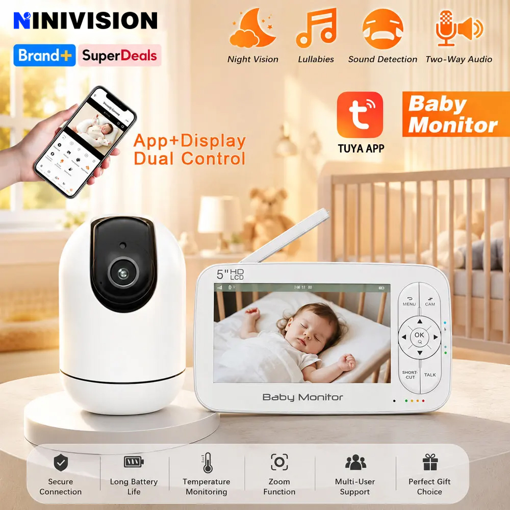 Audio Music Network - Inteligentna Niania Elektroniczna WiFi z 5-calowym
