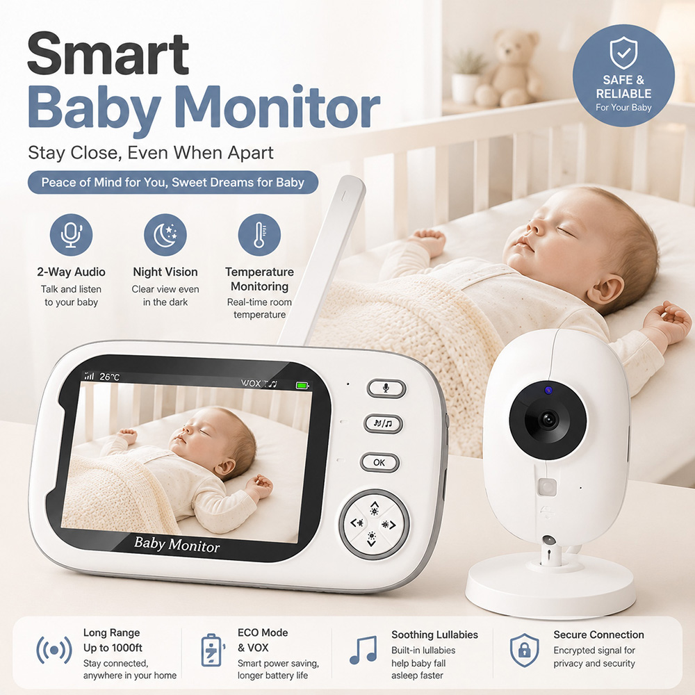 Audio Music To Video - Monitor dla dziecka 3,5 cala z