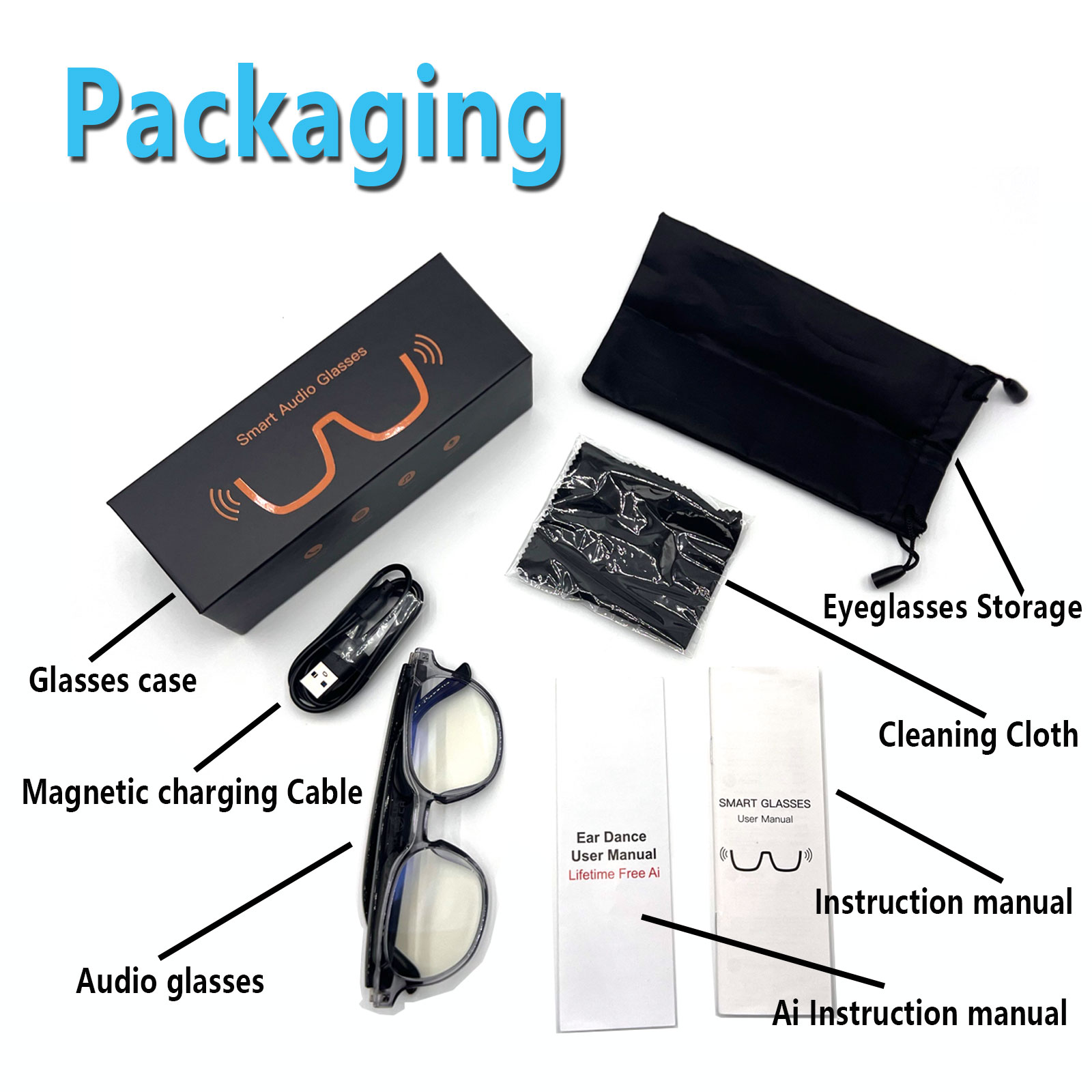 Audio Music Bluetooth - Inteligentne okulary audio, tłumaczenie w czasie