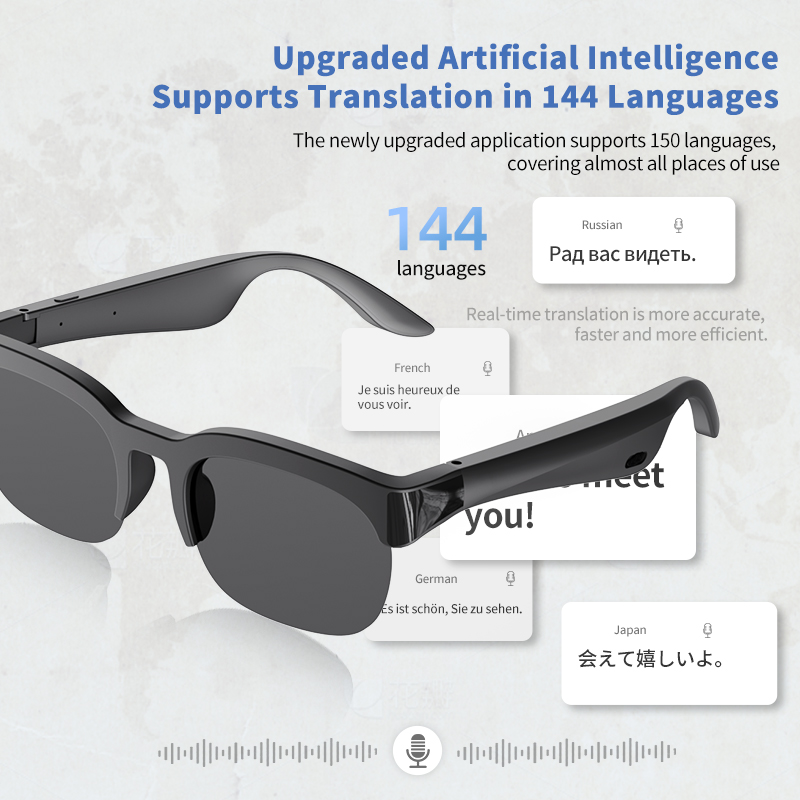 Audio Music To Video - Inteligentne okulary audio z AI, bezprzewodowe
